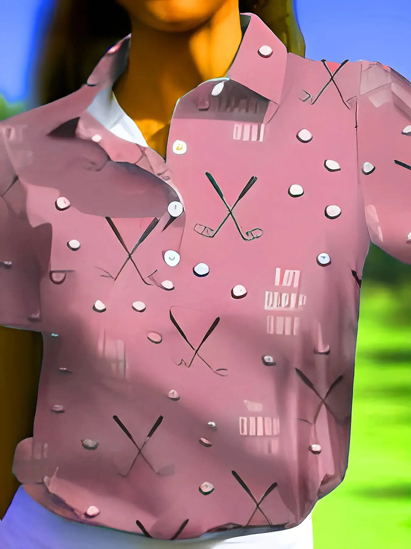Damen Kurzarm-Hemd mit Modischem Golf-Print und Komfortablem Schnitt Heidi-Mode - Image 7