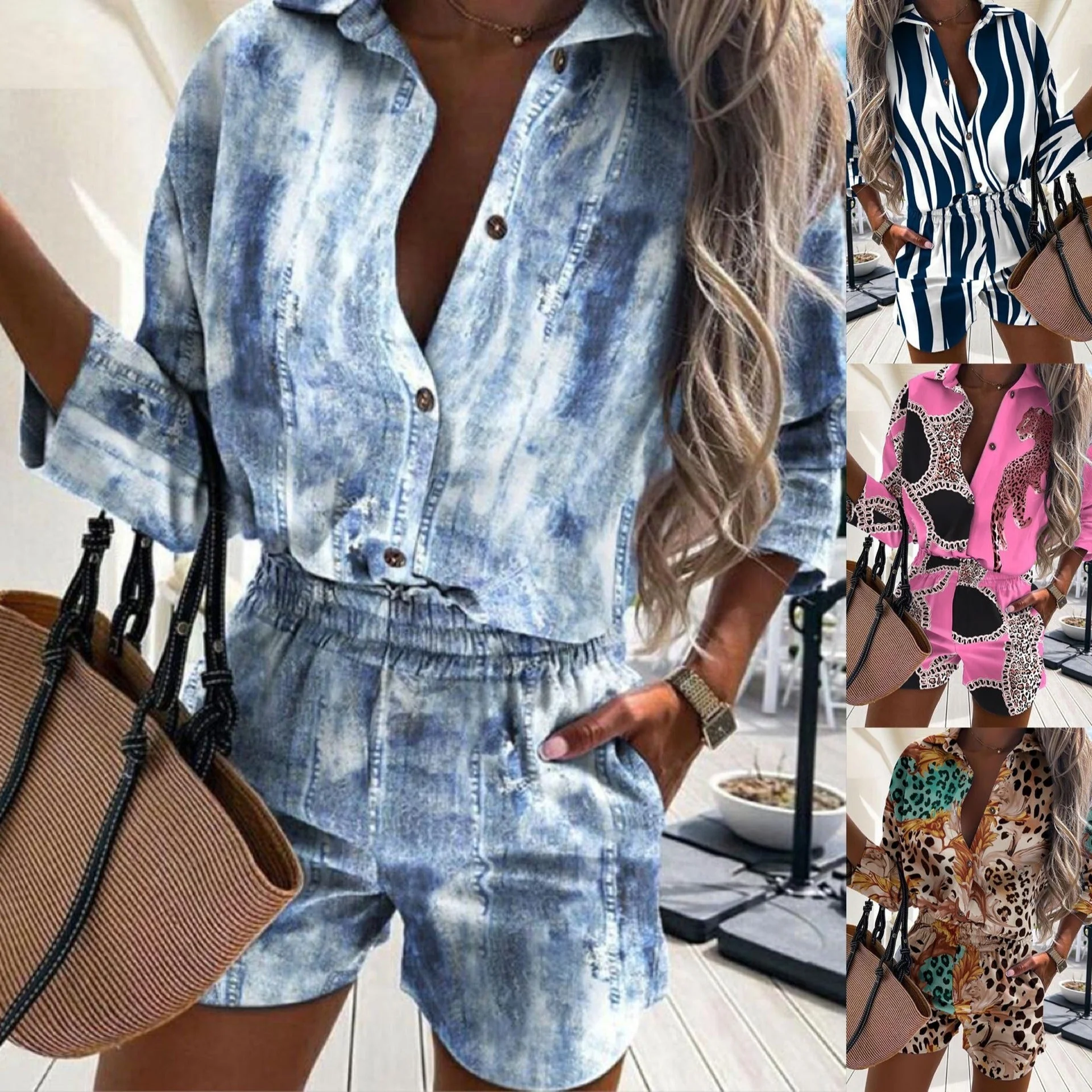 Damen Kurzarm-Jumpsuit mit Schickem Zebra-Design und Elastischem Bund Heidi-Mode