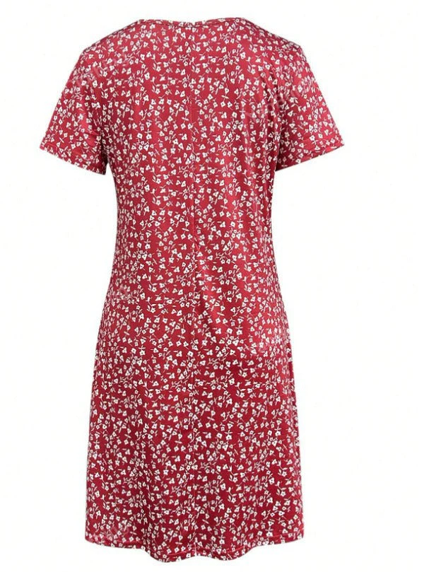 Damen Kurzarm Kleid mit Floralem Design und Bequemem Schnitt Heidi-Mode - Image 2