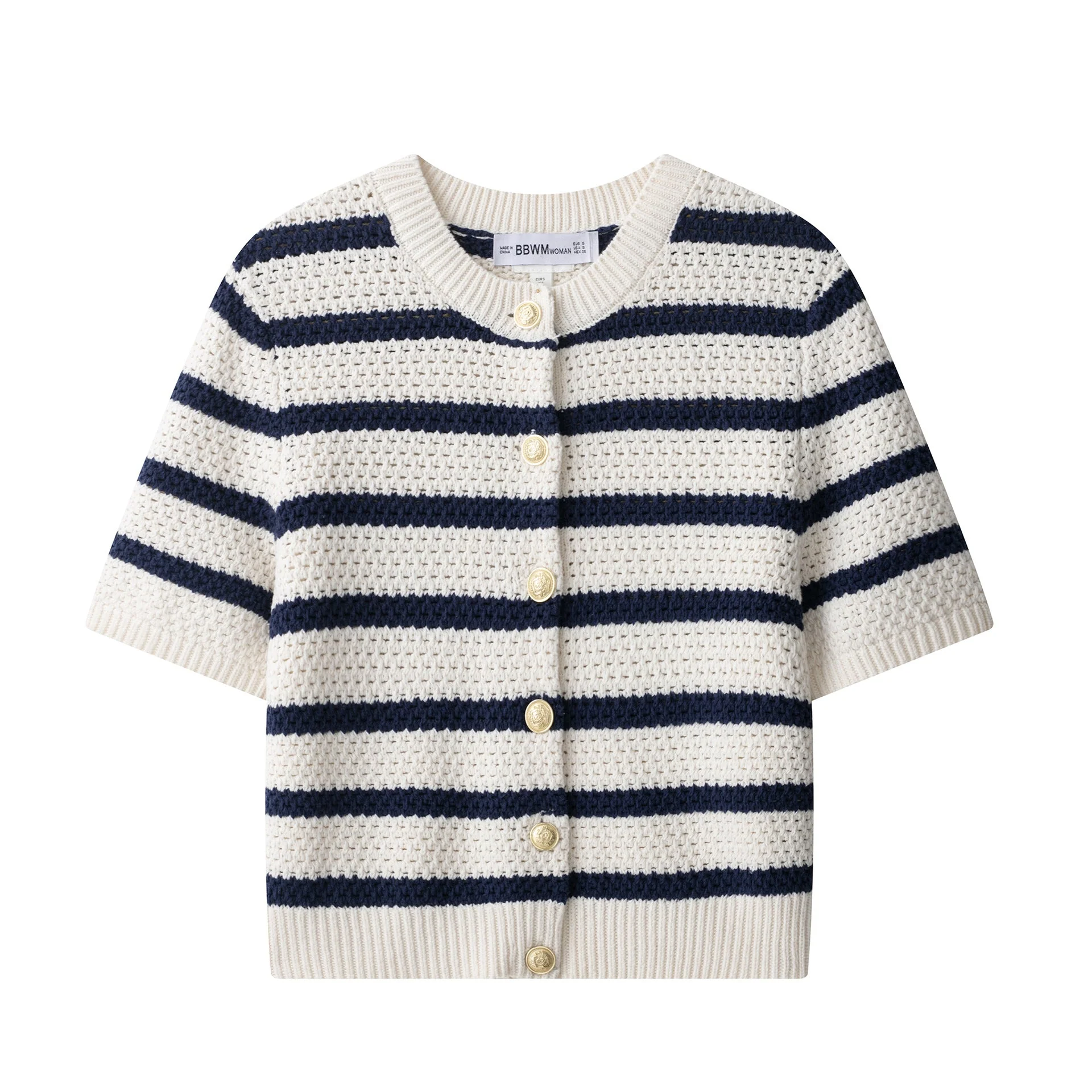 Damen Kurzarm-Strickjacke mit Auffälligem Streifenmuster und Zeitlosem Design Heidi-Mode - Image 4