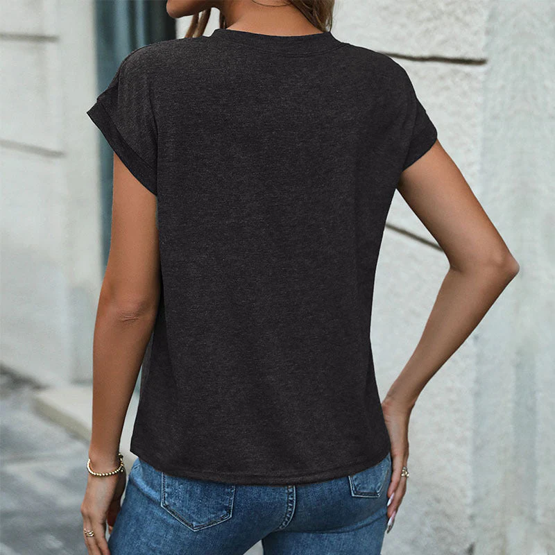 Damen Kurzarm-T-Shirt mit Knopfleiste Heidi-Mode - Image 5