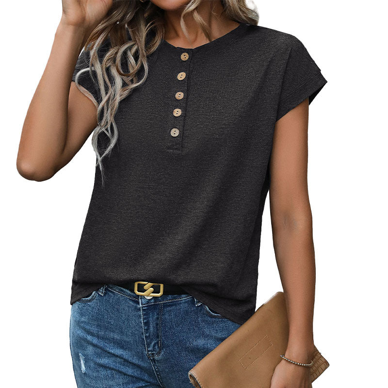 Damen Kurzarm-T-Shirt mit Knopfleiste Heidi-Mode - Image 6