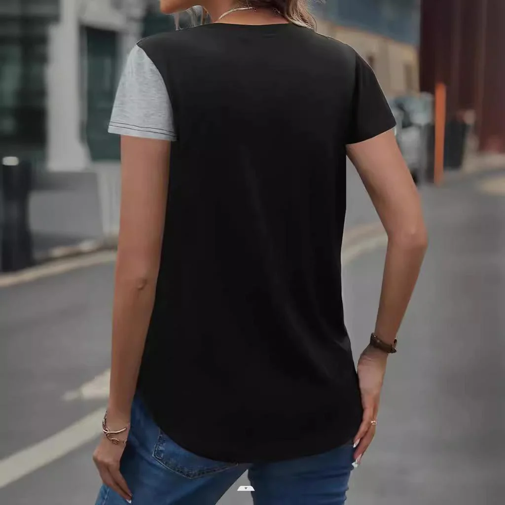 Damen kurzärmliges T-Shirt mit asymmetrischem Design und Knopfdetails Heidi-Mode - Image 3