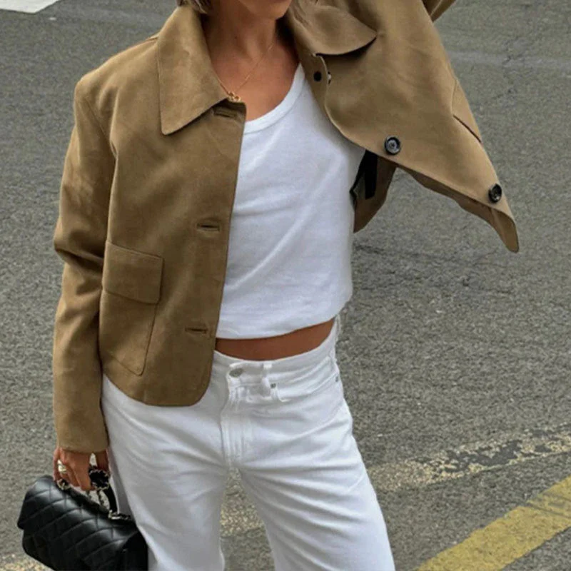 Damen Kurzjacke Aus Hochwertigem Wildlederimitat Heidi-Mode - Image 3