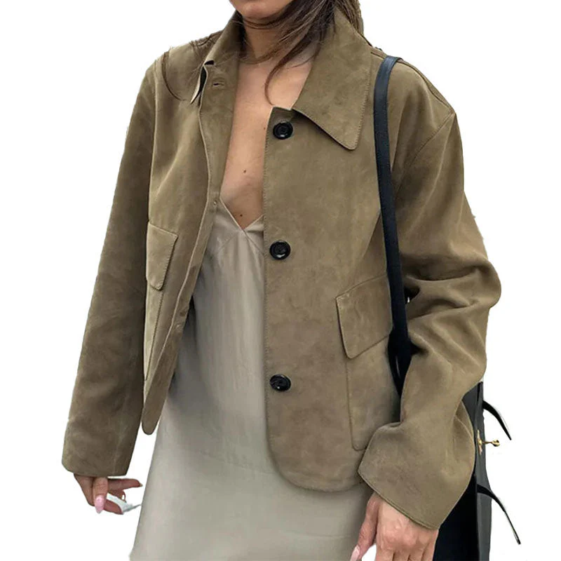 Damen Kurzjacke Aus Hochwertigem Wildlederimitat Heidi-Mode - Image 5