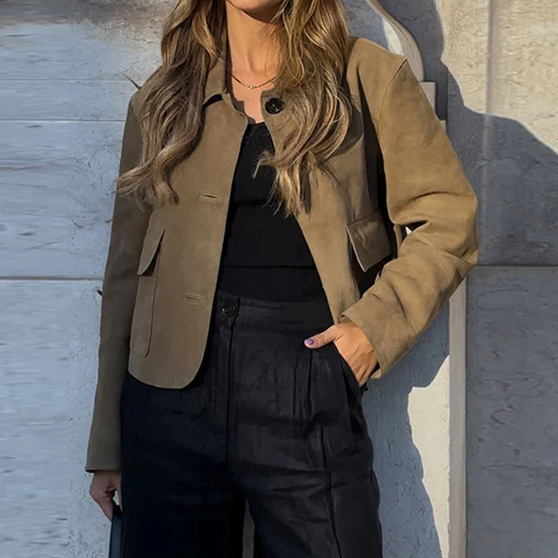 Damen Kurzjacke Aus Hochwertigem Wildlederimitat Heidi-Mode - Image 6