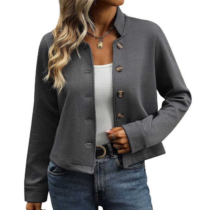 Damen Kurzjacke mit Strukturiertem Stoff und Modischen Knöpfen Heidi-Mode - Image 5