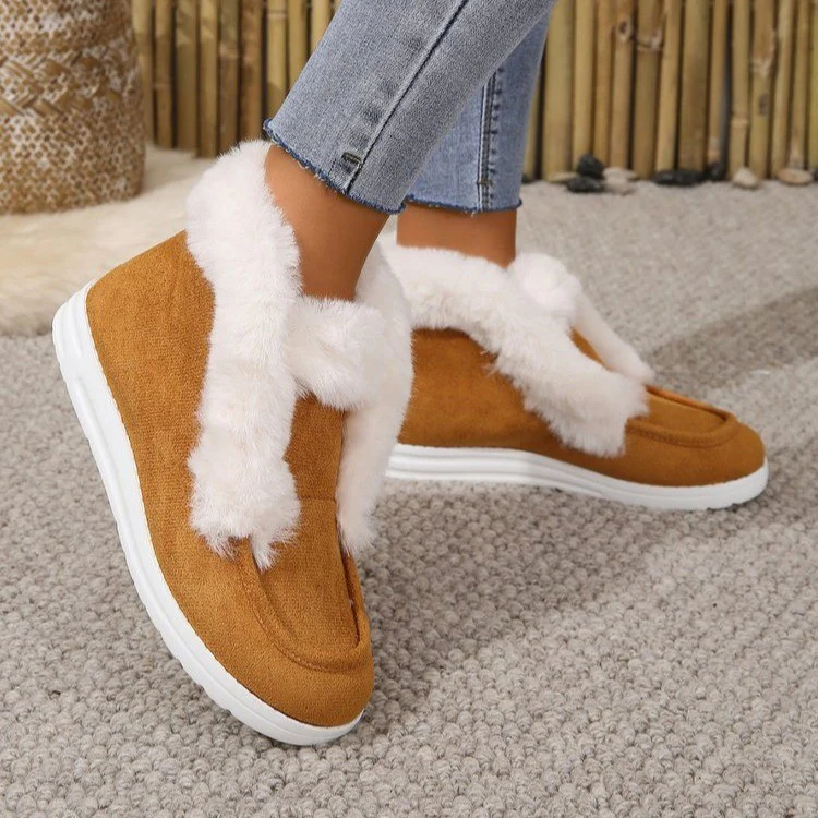 Damen Kuschel-Stiefeletten mit weichem Kunstfellkragen und rutschfester Sohle Heidi Mode