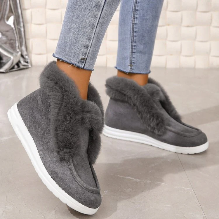 Damen Kuschel-Stiefeletten mit weichem Kunstfellkragen und rutschfester Sohle Heidi Mode - Image 2