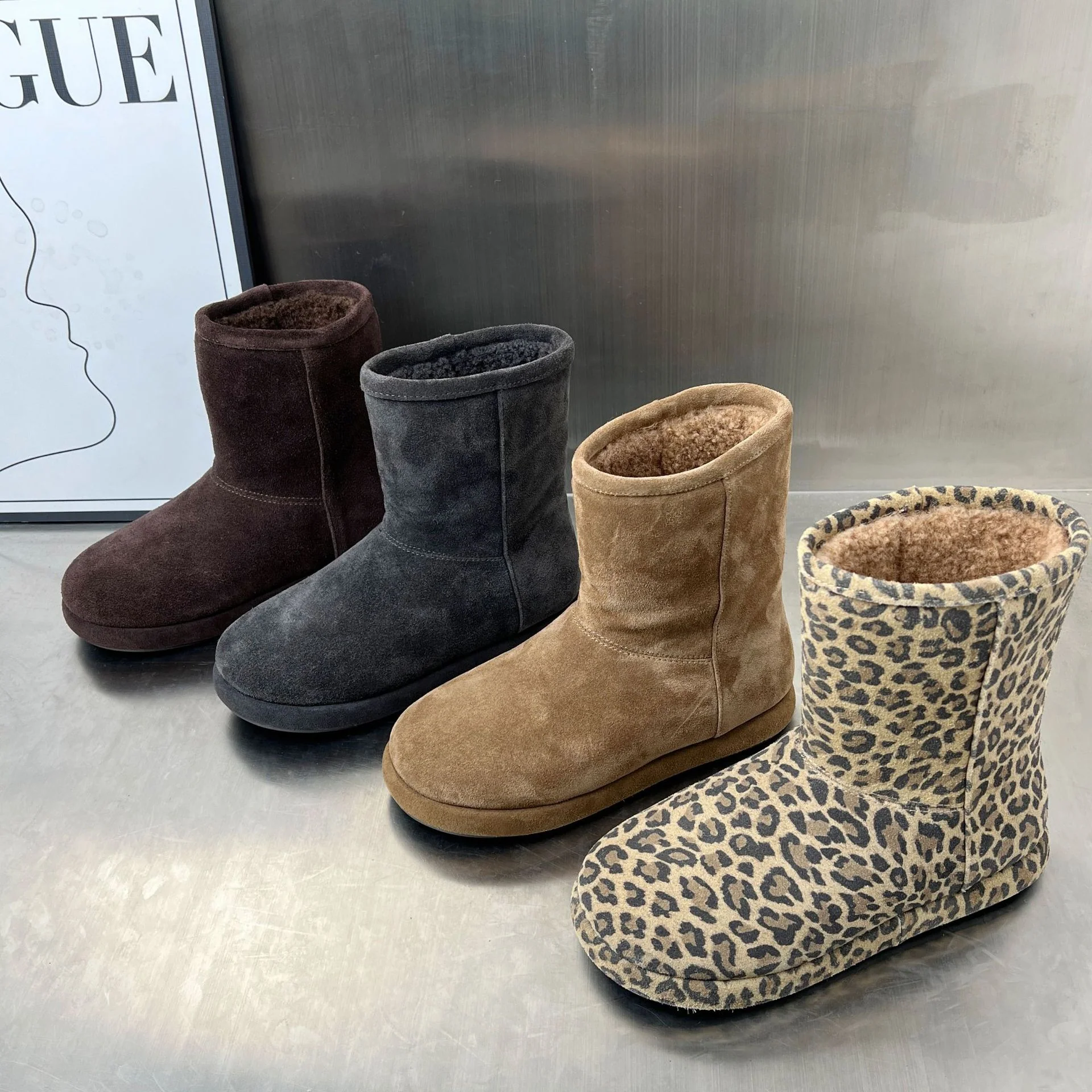 Damen Kuschelboots mit weichem Innenfutter und trendiger Leopardenmusterung Heidi Mode - Image 3