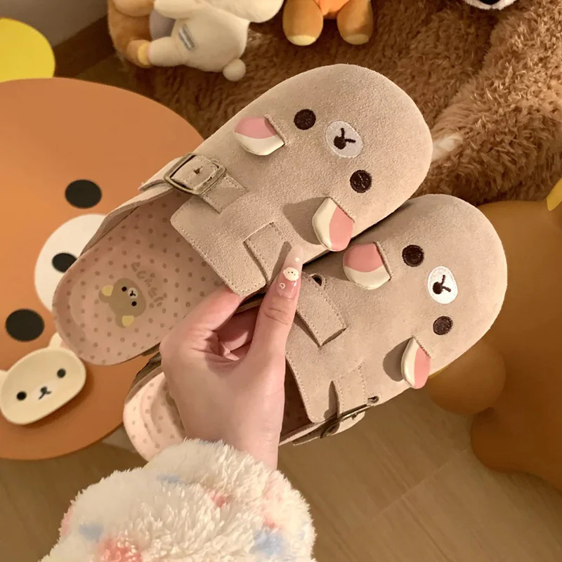 Damen Kuschelige Clogs mit niedlichem Tiermotiv und verstellbarem Schnallenverschluss Heidi Mode