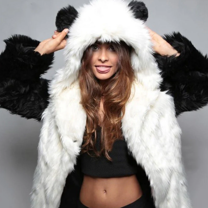 Damen Kuschelige Felljacke mit tierischen Ohren Heidi-Mode - Image 3