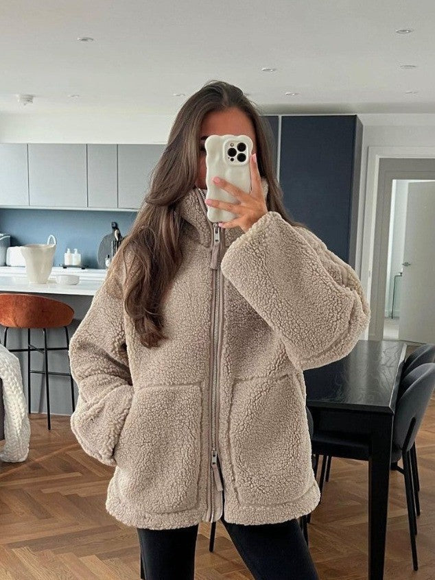 Damen Kuschelige Fleecejacke mit Hohem Kragen und Praktischen Taschen Heidi-Mode - Image 6