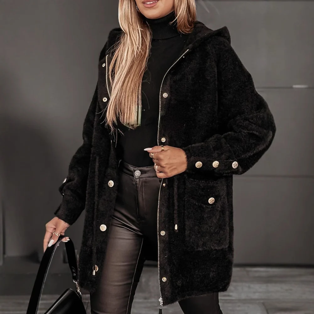 Damen Kuschelige Sherpa-Jacke mit praktischen Taschen Heidi-Mode - Image 3