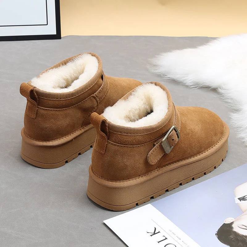 Damen kuschelige Stiefeletten mit weichem Futter und modischer Schnalle Heidi Mode - Image 3