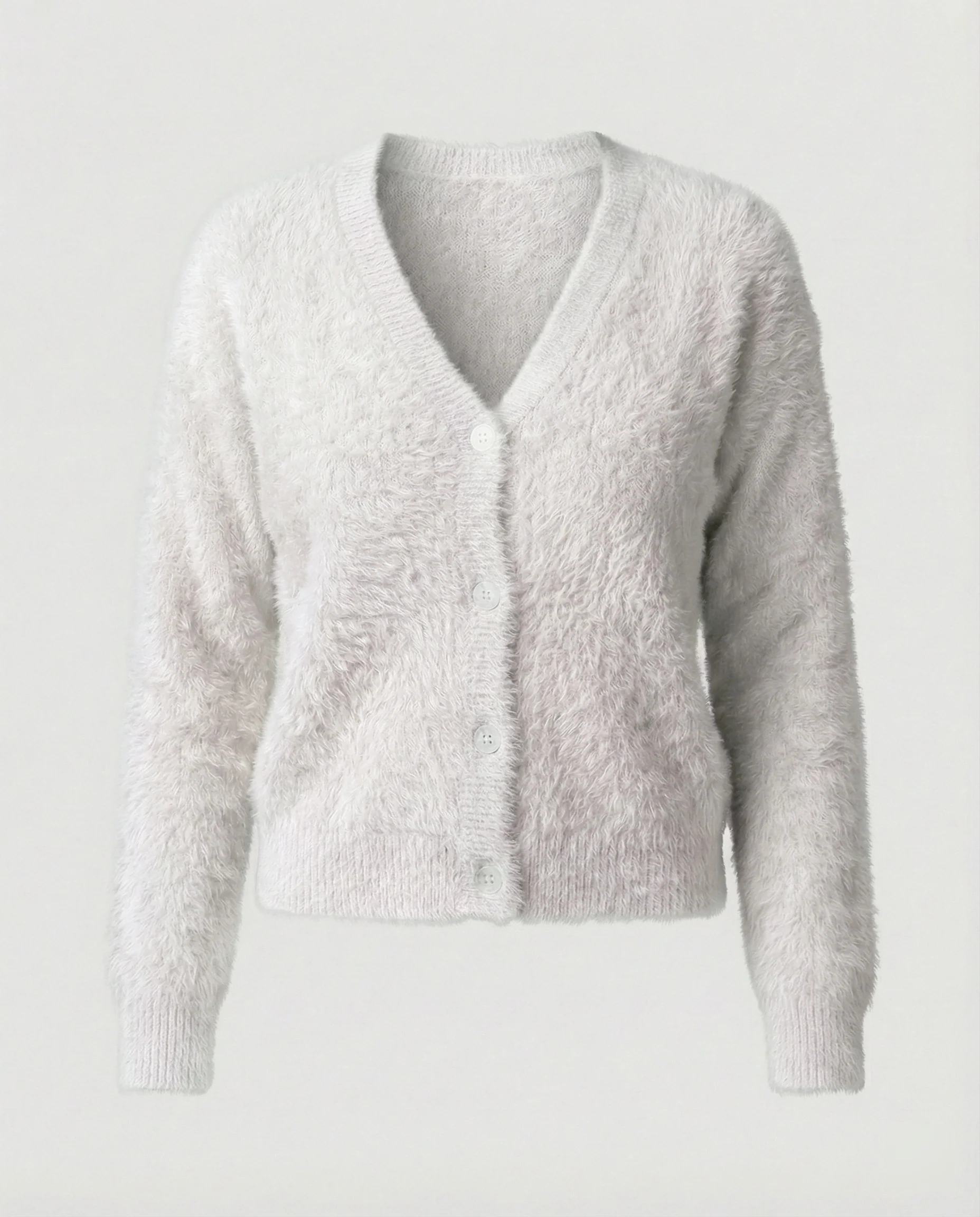 Strickjacke Damen kuschelig mit V-Ausschnitt und Knopfdetails - Image 10