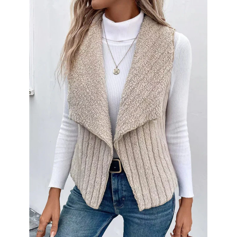 Damen Kuschelige Weste mit asymmetrischem Schnitt und hohem Kragen Heidi-Mode - Image 3