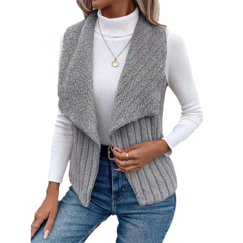 Damen Kuschelige Weste mit asymmetrischem Schnitt und hohem Kragen Heidi-Mode - Image 6
