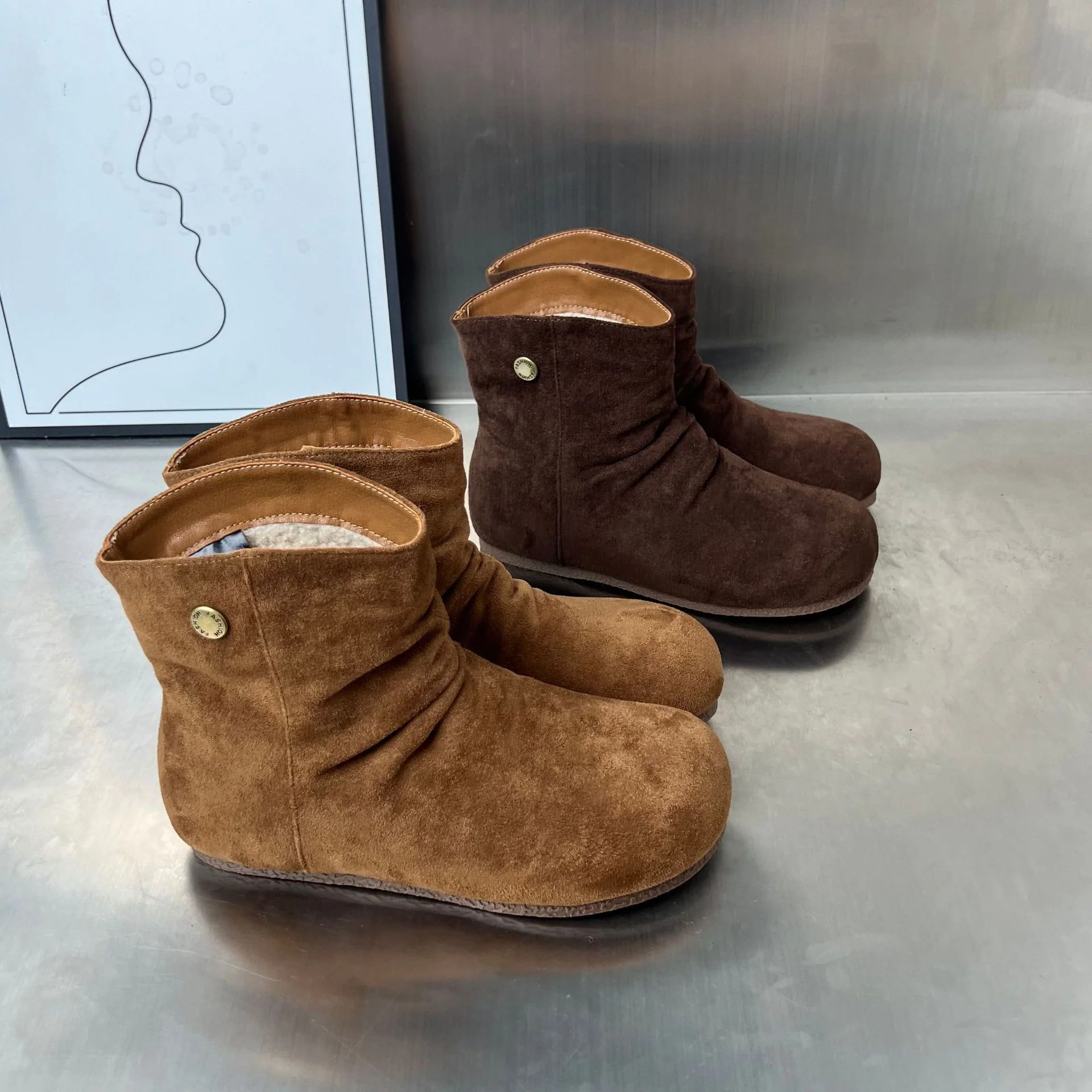 Damen kuschelige Wildleder-Stiefel mit flexiblem Knöchelbereich und rutschfester Sohle Heidi Mode - Image 3