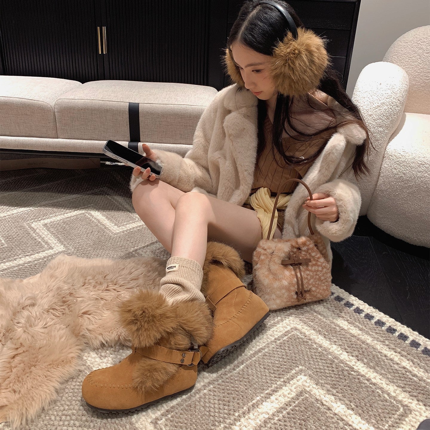 Damen kuschelige Winterboots mit weichem Innenfutter und modischem Fellrand Heidi Mode - Image 6