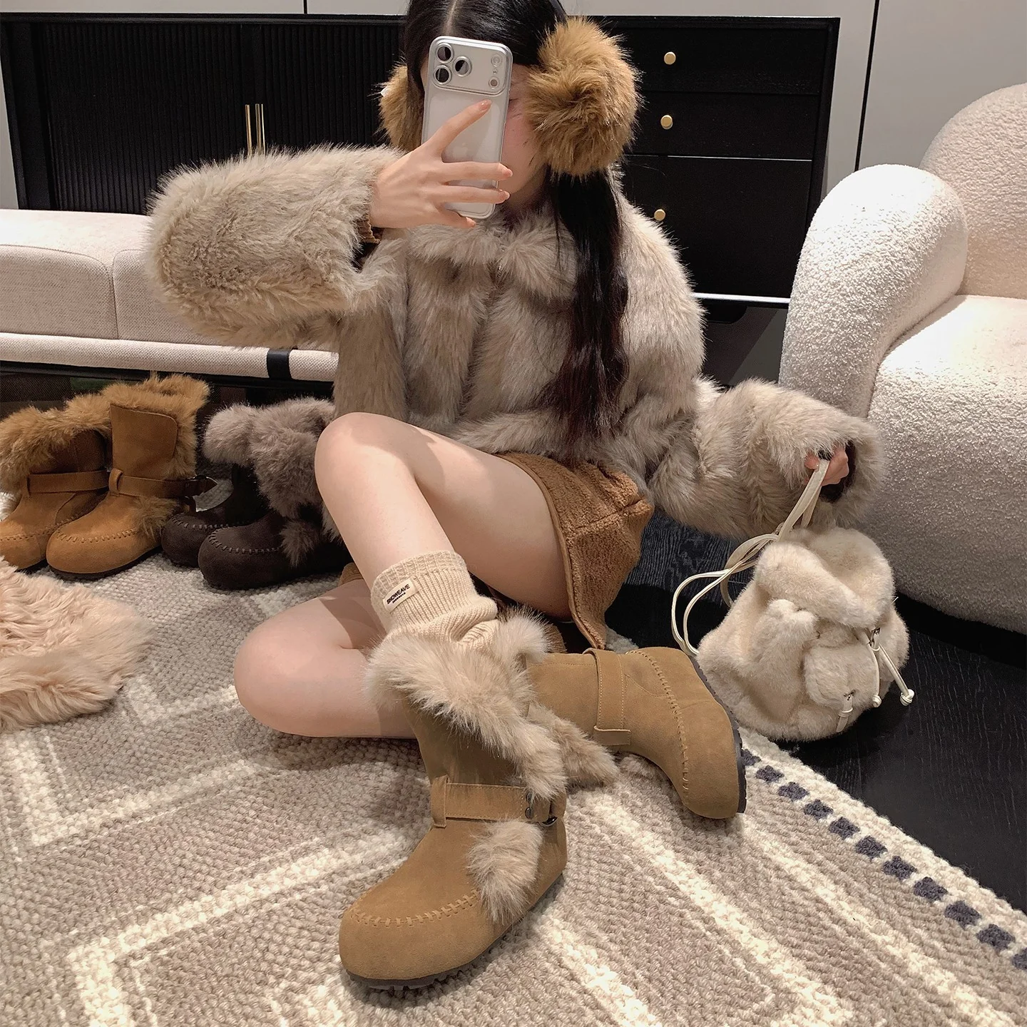 Damen kuschelige Winterboots mit weichem Innenfutter und modischem Fellrand Heidi Mode - Image 8