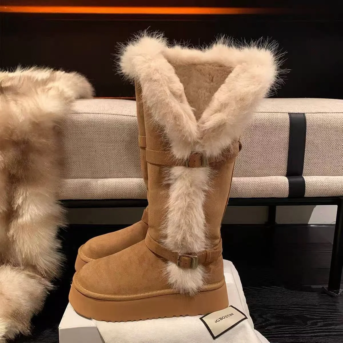 Damen Kuschelige Winterstiefel mit dekorativem Kunstfellabschluss Heidi Mode - Image 8