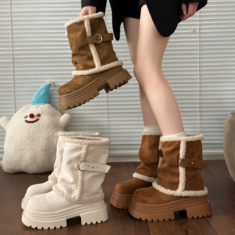 Damen kuschelige Winterstiefel mit modischer Schnallenverzierung Heidi Mode - Image 4