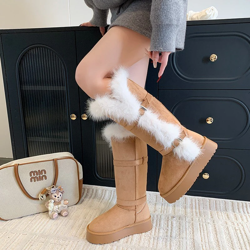 Damen kuschelige Winterstiefel mit weichem Kunstfellrand und modischen Schnallen Heidi Mode - Image 7