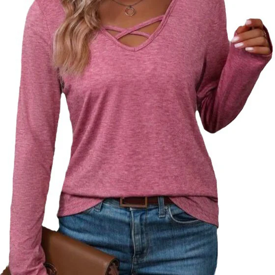 Damen langärmliges Shirt mit Kreuz-Ausschnitt Heidi-Mode - Image 7