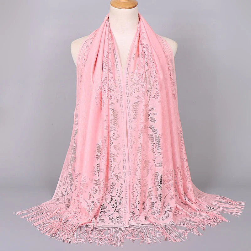 Damen Langer Spitzen-Schal mit Fransten Abschlüssen Heidi-Mode - Image 10
