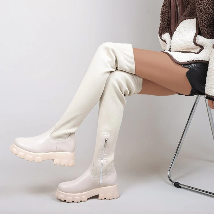 Damen Langschaft-Stiefel mit komfortabler Sohle und trendigem Strick-Design Heidi Mode - Image 7