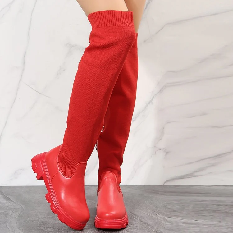 Damen Langschaft-Stiefel mit komfortabler Sohle und trendigem Strick-Design Heidi Mode - Image 8