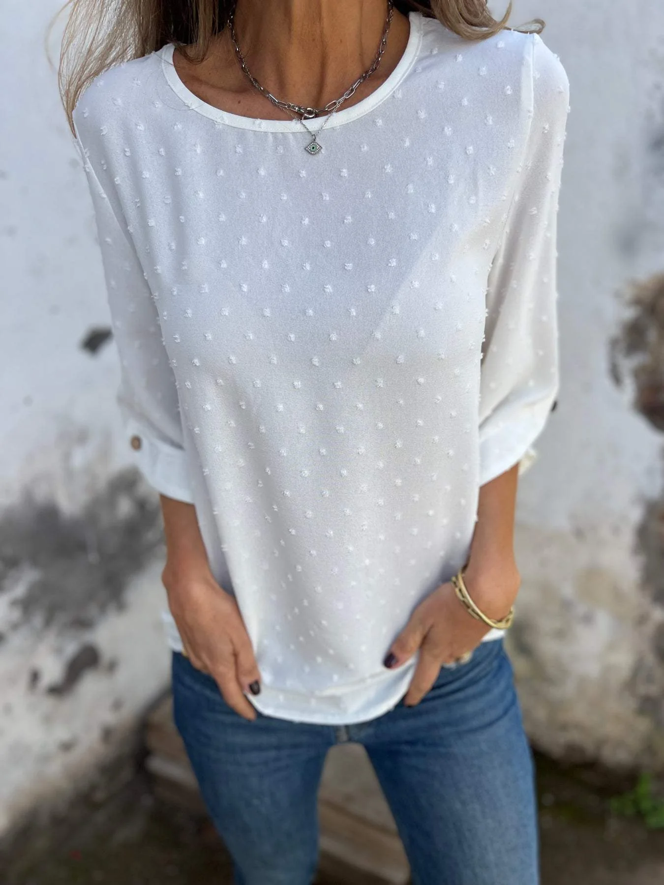 Damen lässige Bluse mit dekorativem Punktedesign Heidi-Mode - Image 6