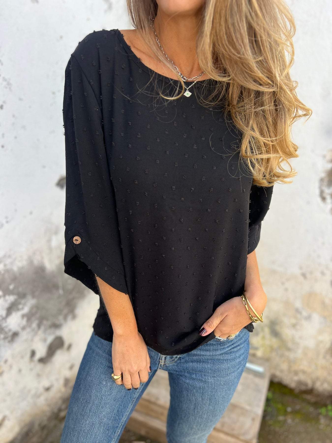 Damen lässige Bluse mit dekorativem Punktedesign Heidi-Mode - Image 7