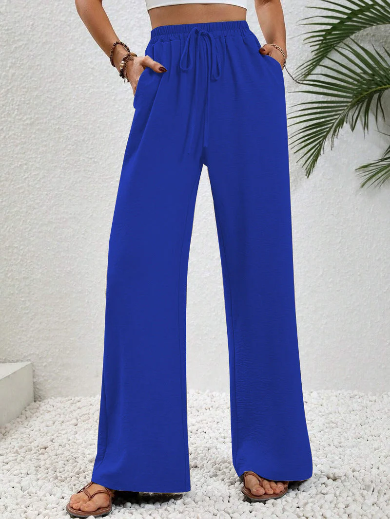Damen Lässige, Breite Freizeithose mit Elastischem Bund und Seitlichen Taschen Heidi-Mode - Image 14
