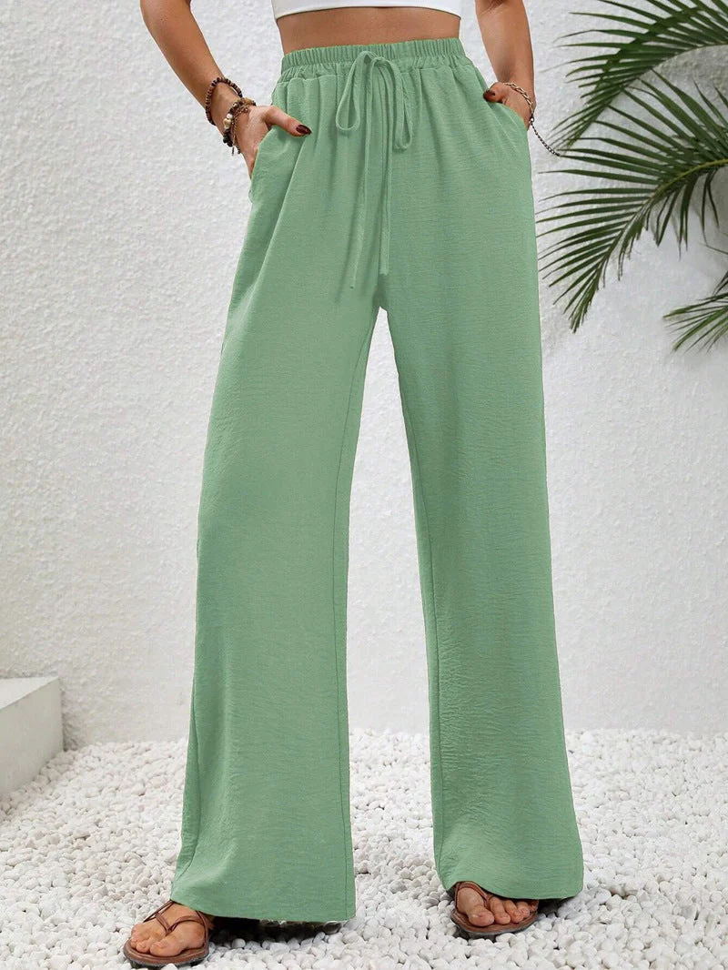Damen Lässige, Breite Freizeithose mit Elastischem Bund und Seitlichen Taschen Heidi-Mode - Image 15