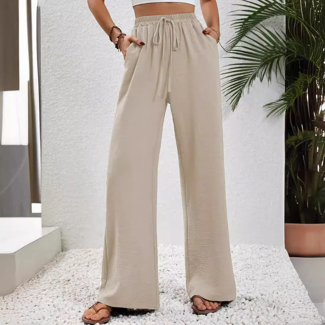 Damen Lässige, Breite Freizeithose mit Elastischem Bund und Seitlichen Taschen Heidi-Mode - Image 4