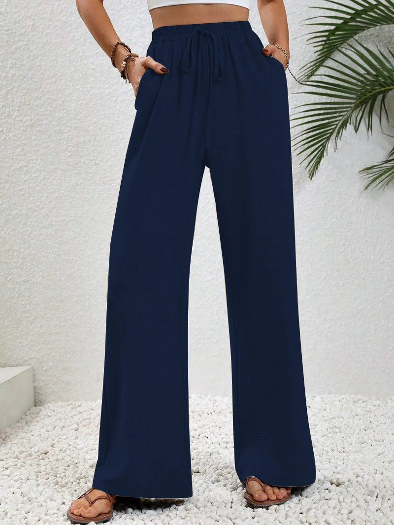 Damen Lässige, Breite Freizeithose mit Elastischem Bund und Seitlichen Taschen Heidi-Mode - Image 7