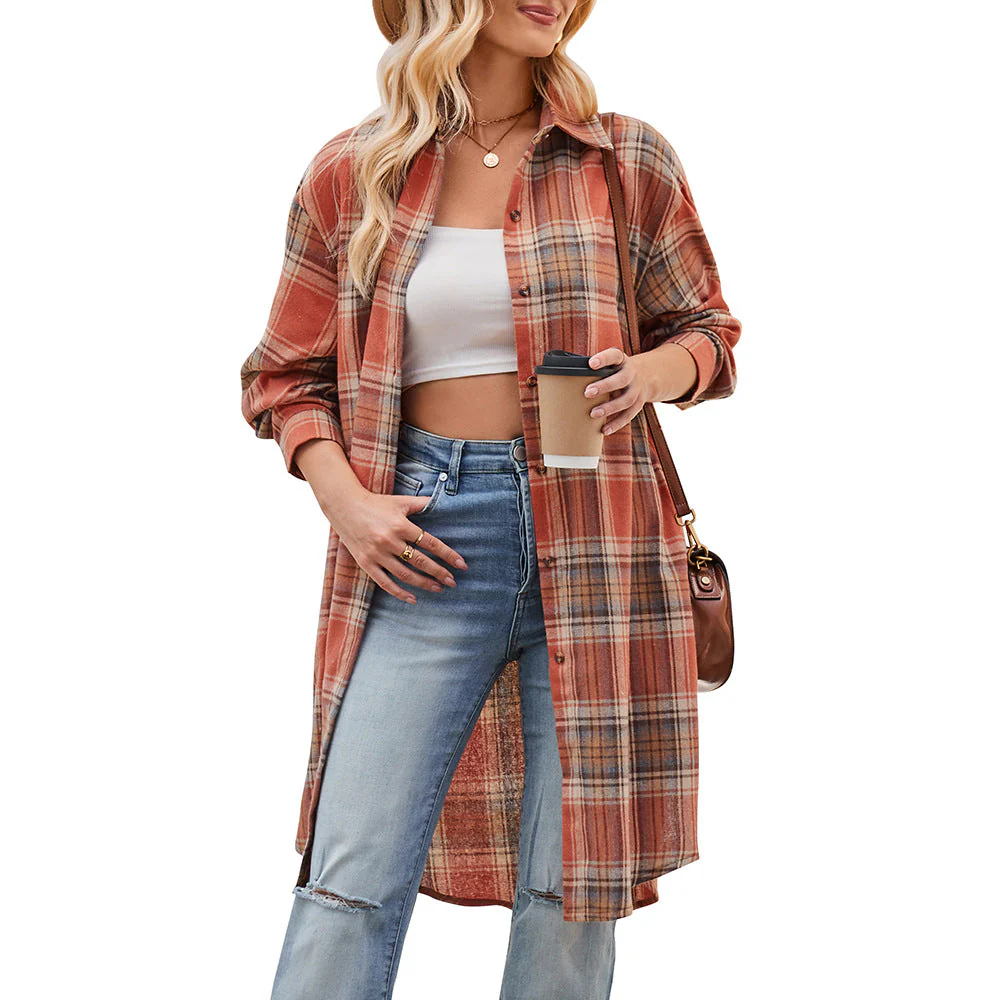 Damen Lässige Flanell-Hemdjacke Im Oversized-Schnitt Heidi-Mode - Image 2