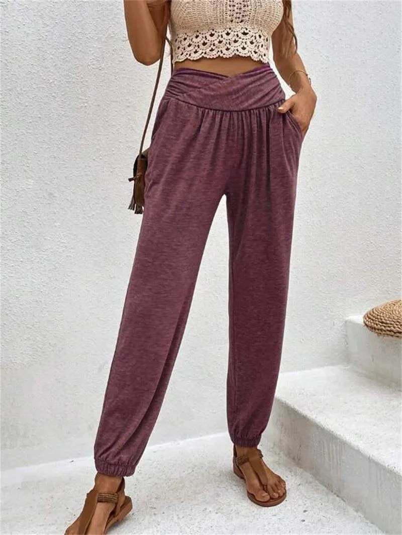 Damen Lässige Freizeithose mit Hohem Bund und Bequemen Gummizug Heidi-Mode - Image 6