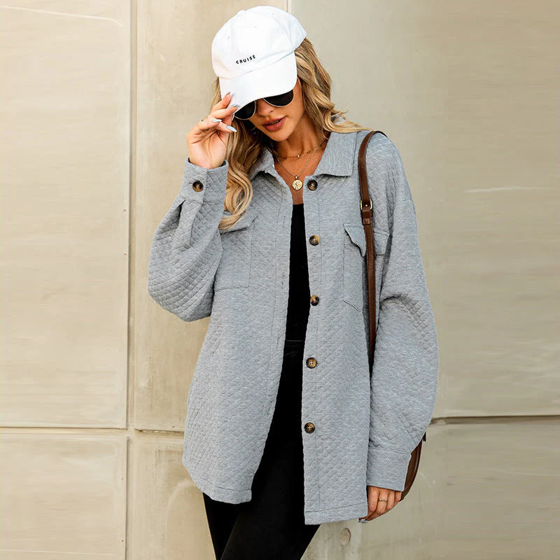 Damen Lässige Jacke mit Strukturiertem Design und Praktischen Taschen Heidi-Mode