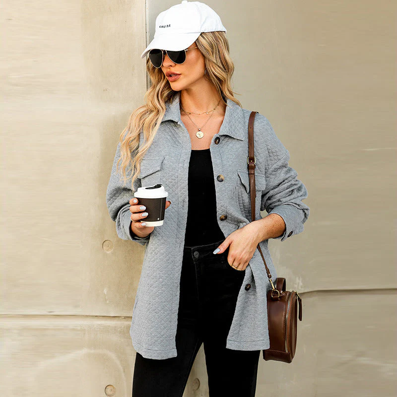 Damen Lässige Jacke mit Strukturiertem Design und Praktischen Taschen Heidi-Mode - Image 2