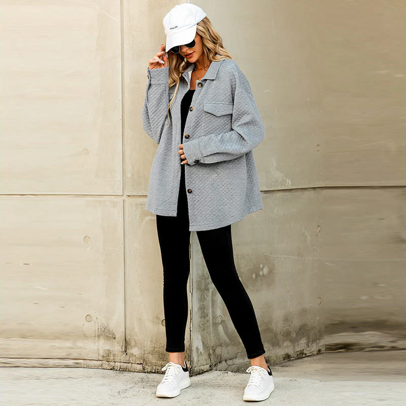 Damen Lässige Jacke mit Strukturiertem Design und Praktischen Taschen Heidi-Mode - Image 4