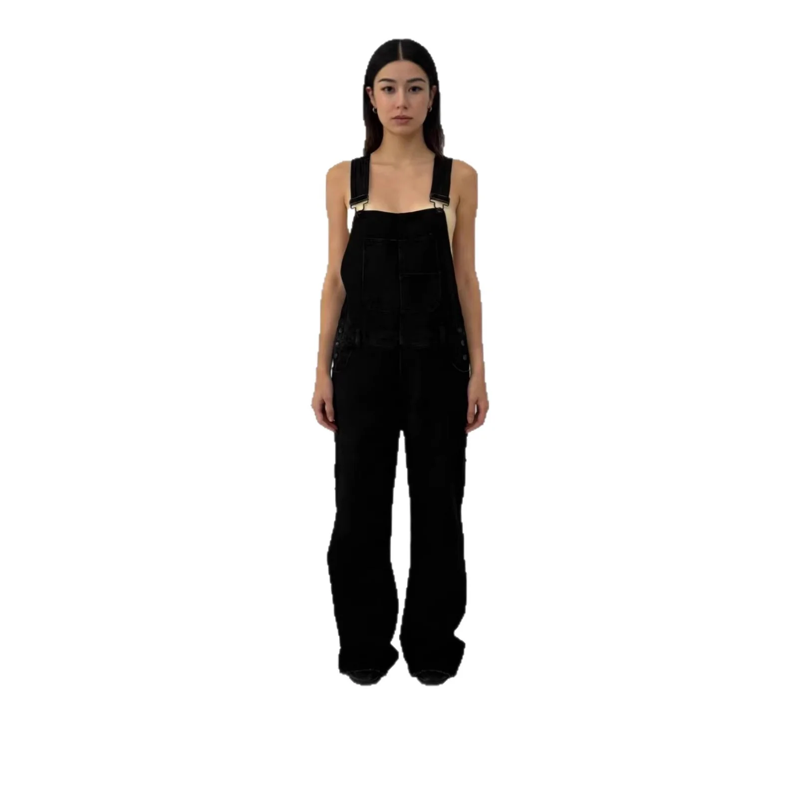 Damen Jeans Latzhose mit weitem Bein und tiefem Rückenausschnitt - Image 5