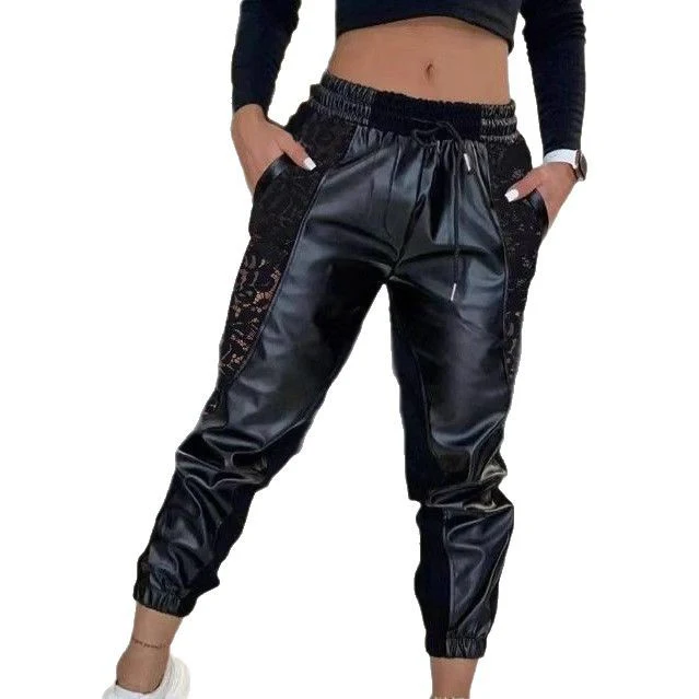 Damen Lässige Jogginghose mit coolen Spitzeinsätzen und elastischem Bund Heidi-Mode - Image 2