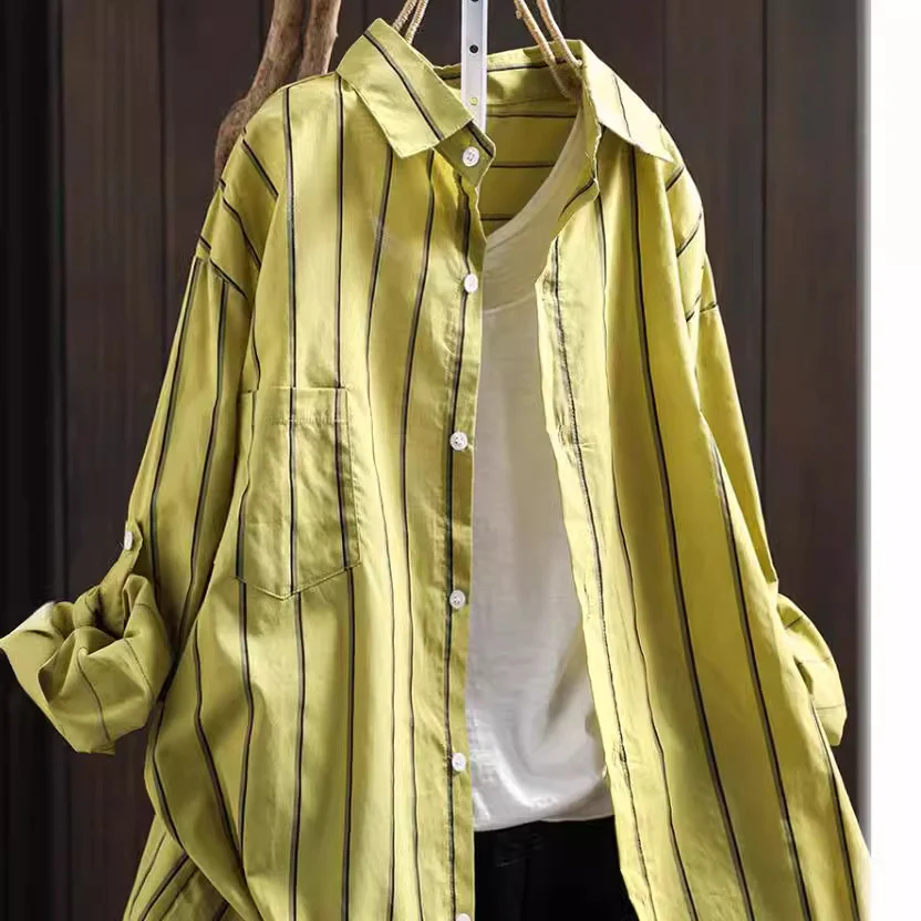 Damen Lässige Langarmbluse im Streifenlook mit Oversized-Schnitt Heidi-Mode - Image 5