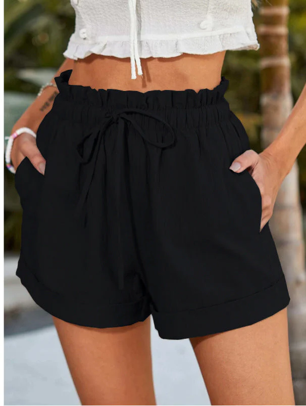 Damen Lässige Shorts mit Elastischem Bund und Rüschendetail Heidi-Mode - Image 10