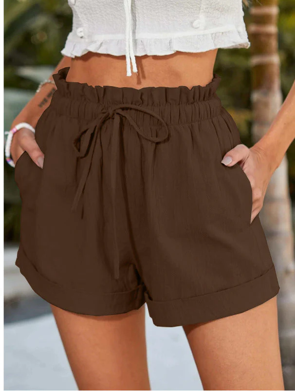 Damen Lässige Shorts mit Elastischem Bund und Rüschendetail Heidi-Mode - Image 11