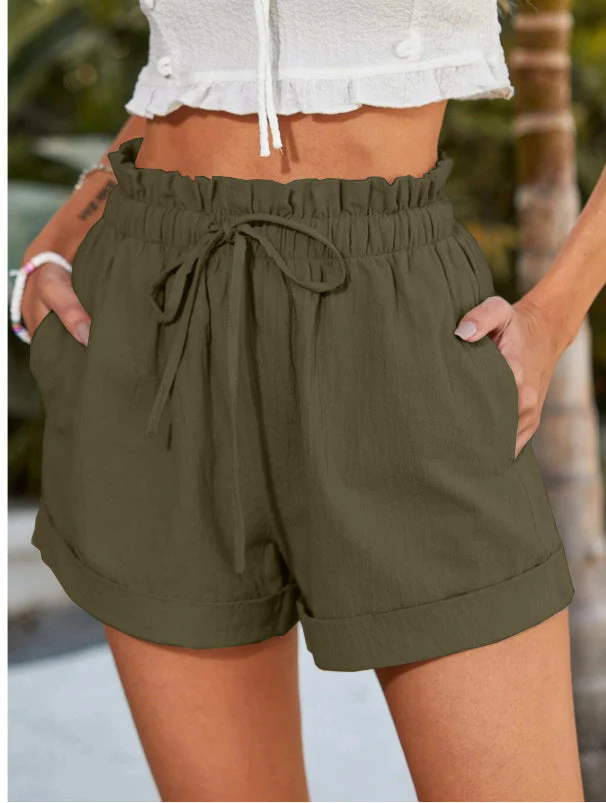 Damen Lässige Shorts mit Elastischem Bund und Rüschendetail Heidi-Mode - Image 9