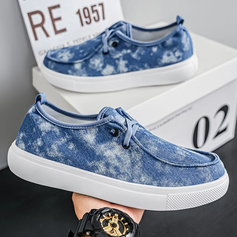 Damen lässige Slip-On Sneakers aus atmungsaktivem Denim mit elastischem Einschlupf Heidi Mode
